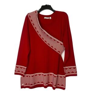 Kim Rogers Chevron Print Pullover Knit Top with Infinity Scarf XL